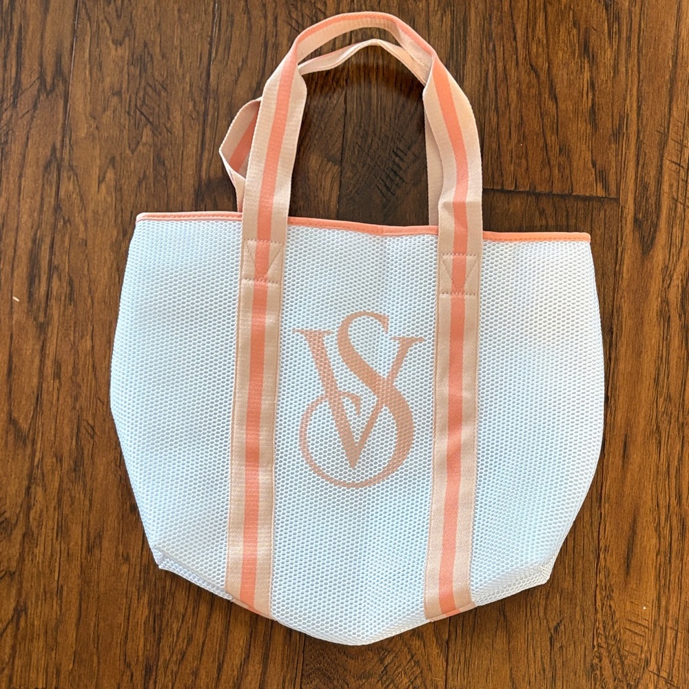 Victoria's Secret White and Peach Tote Bag